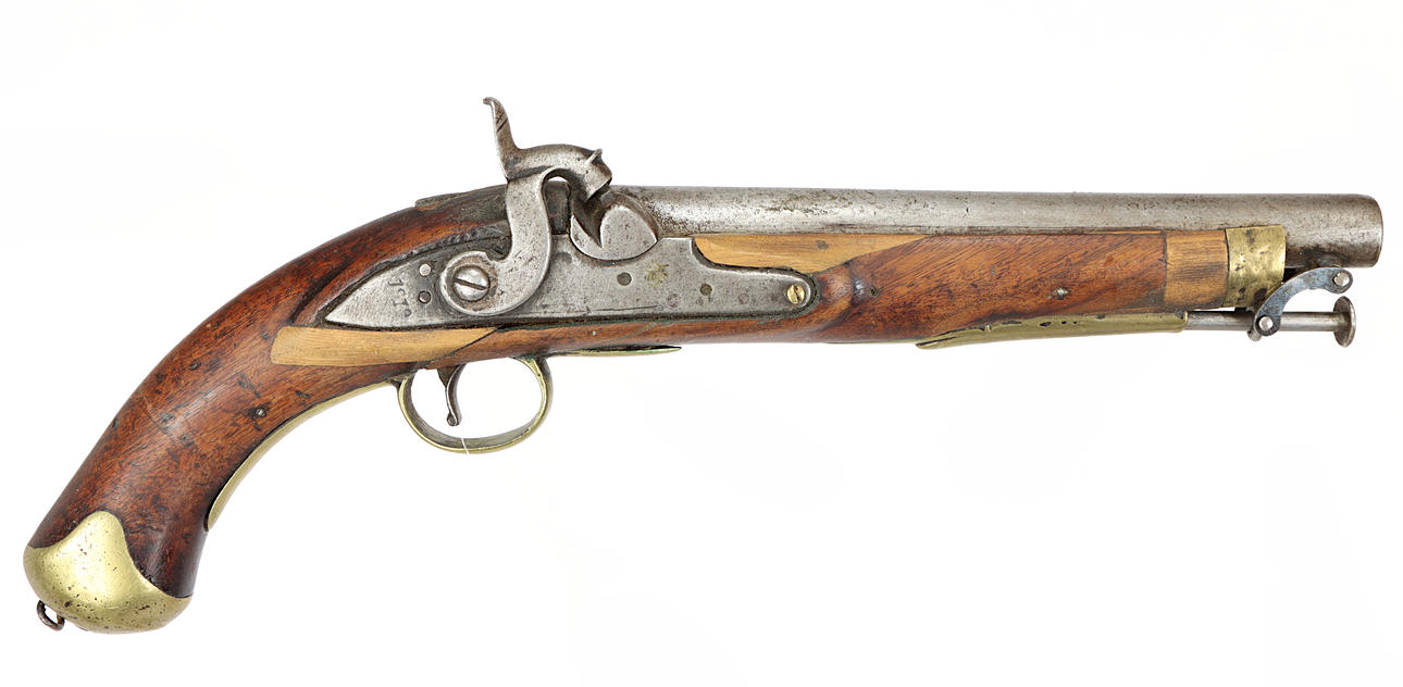 BATTLE-LOCK PISTOLS 19TH CENTURY 2 PIECES. Weapons & Militaria - Guns ...