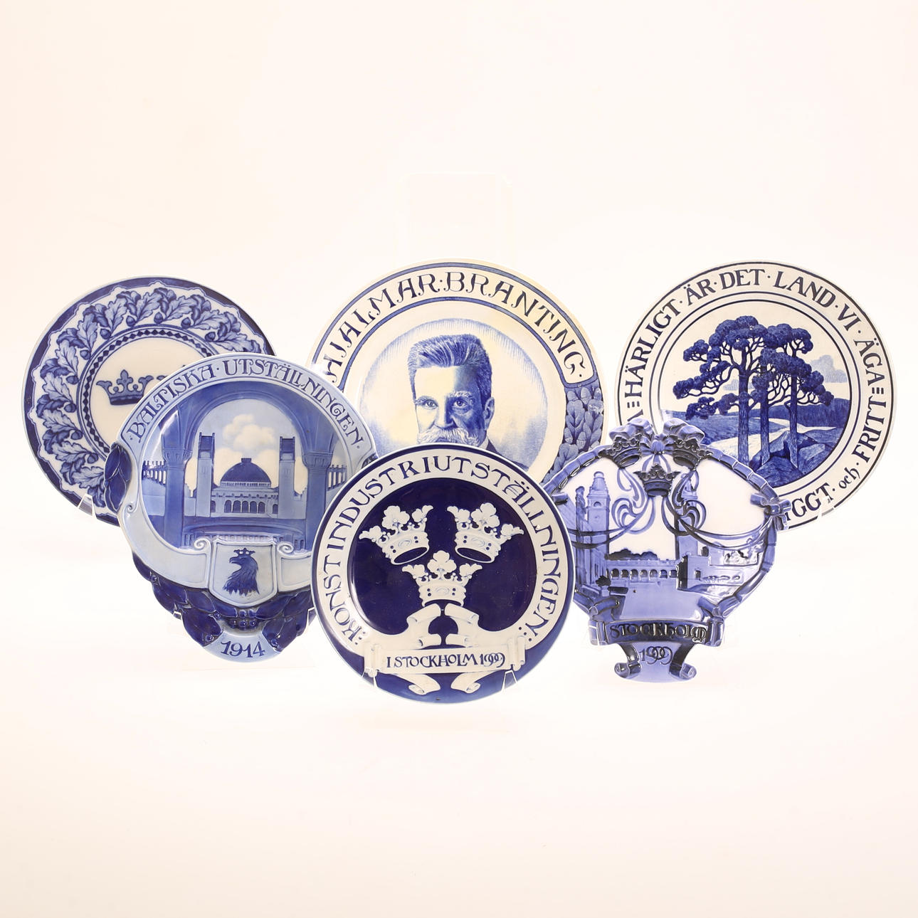Commemorative plates, 6 pieces, porcelain.