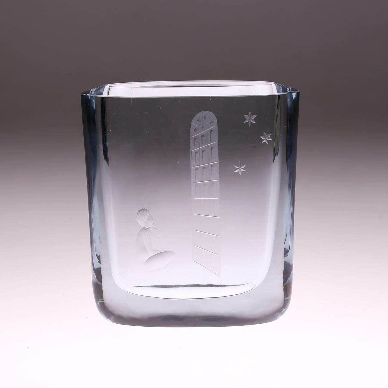 A glass vase, Strömbergshyttan, signed.