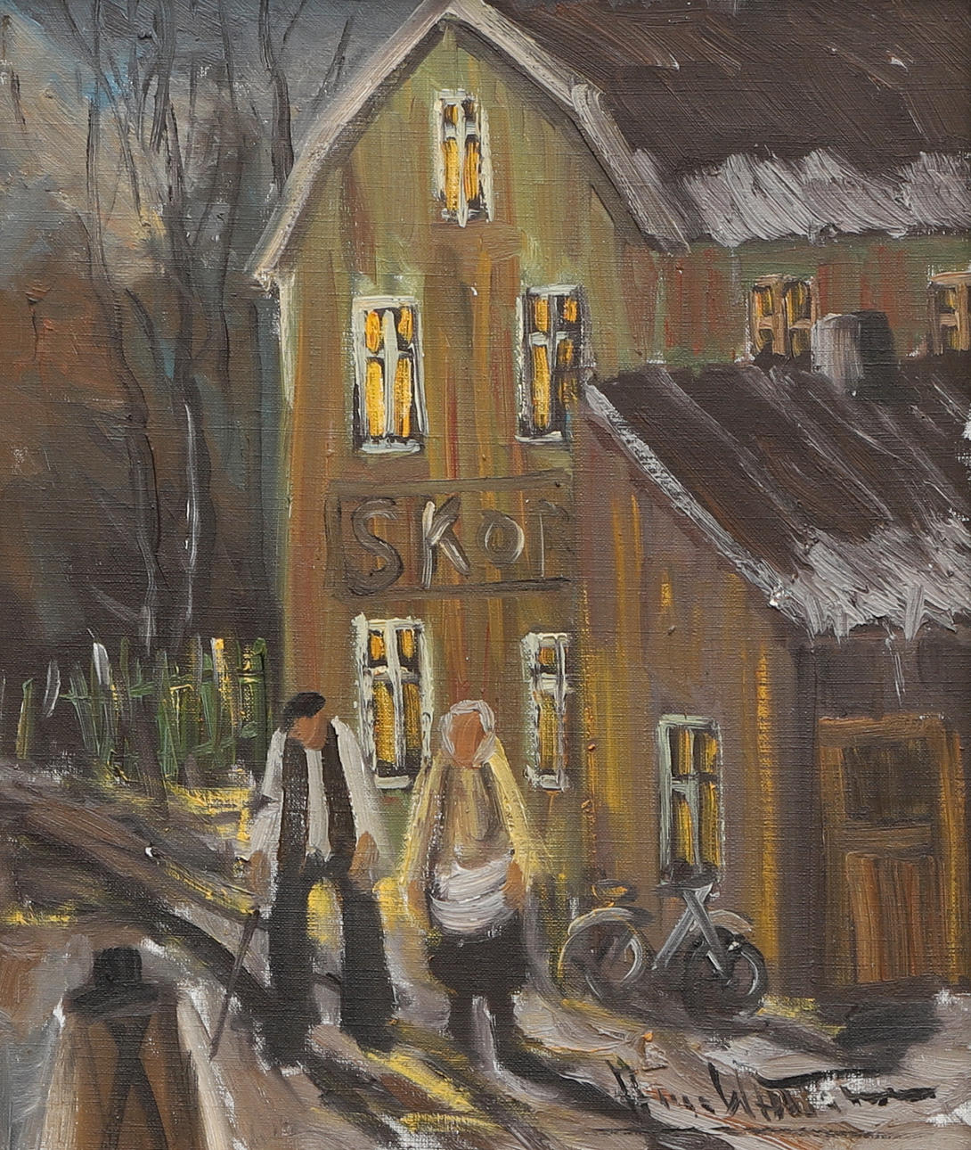 ARNE WALLSTEN. oil on canvas, “Gamla Stan Borås”, signed.
