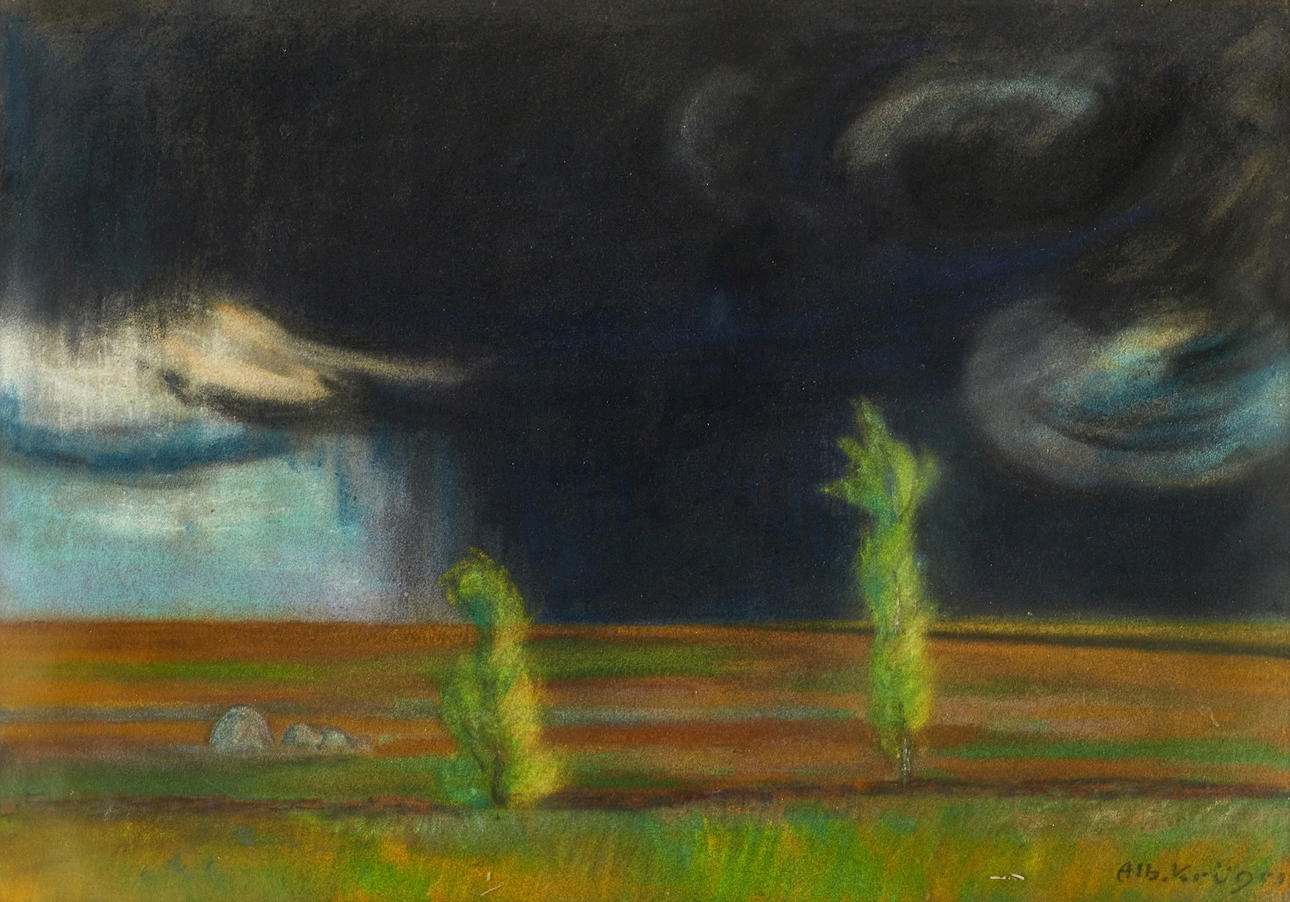 ALBERT KRÜGER (1885–1965). Stormy, signed, pastel.