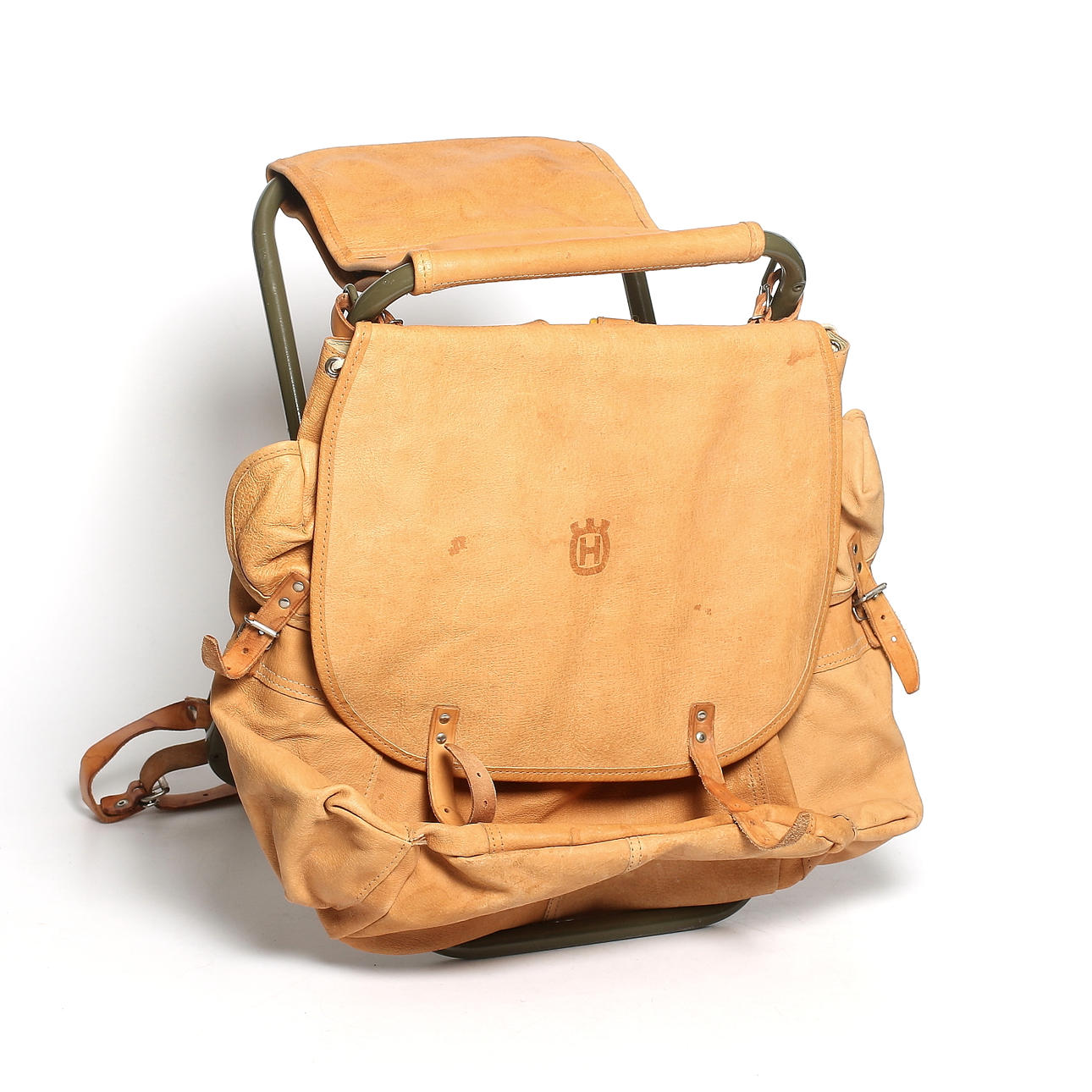 RYGGSÄCK, läder, "Husqvarna". 1900-talets sista kvartal.