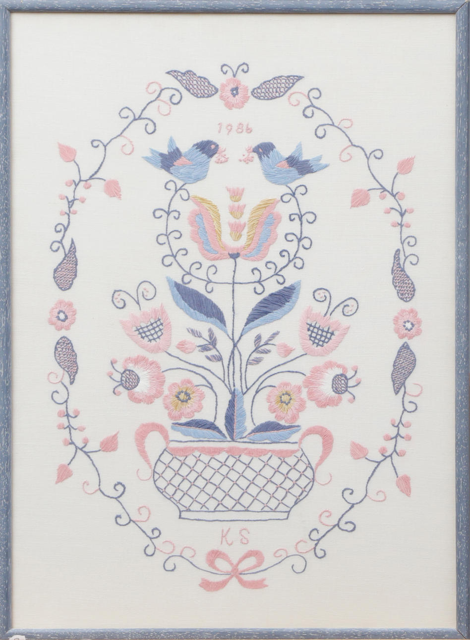 TEXTIL, gerahmt, Blekingesöm.