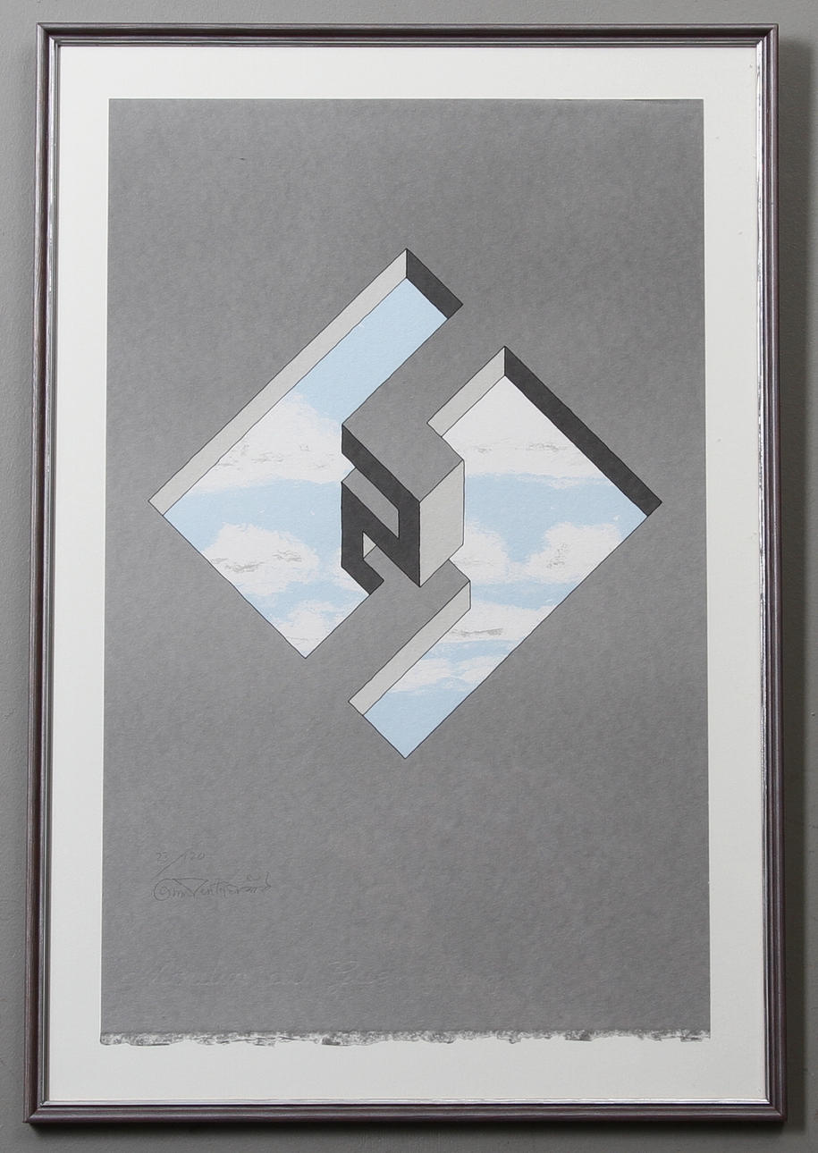 OSCAR REUTERSVÄRD. "Omöjlig figur". Färglitografi, signerad och numrerade 23/120.