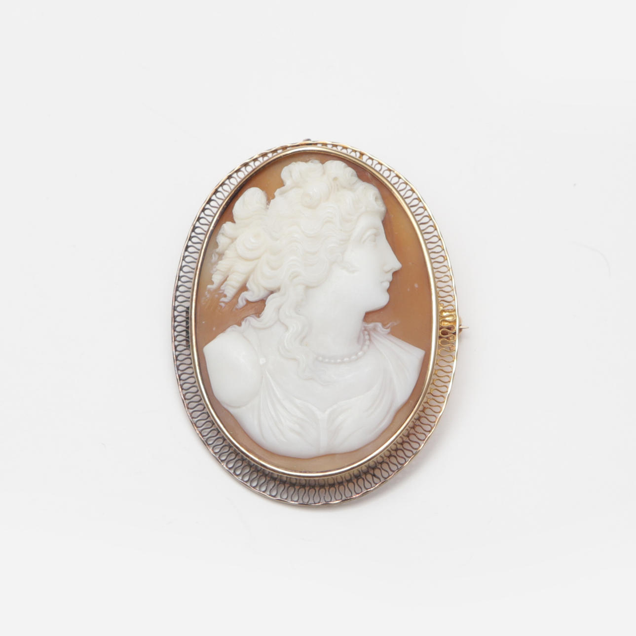 CAMÉHÄNGE/BROSCH, 18 k, ostämplat.