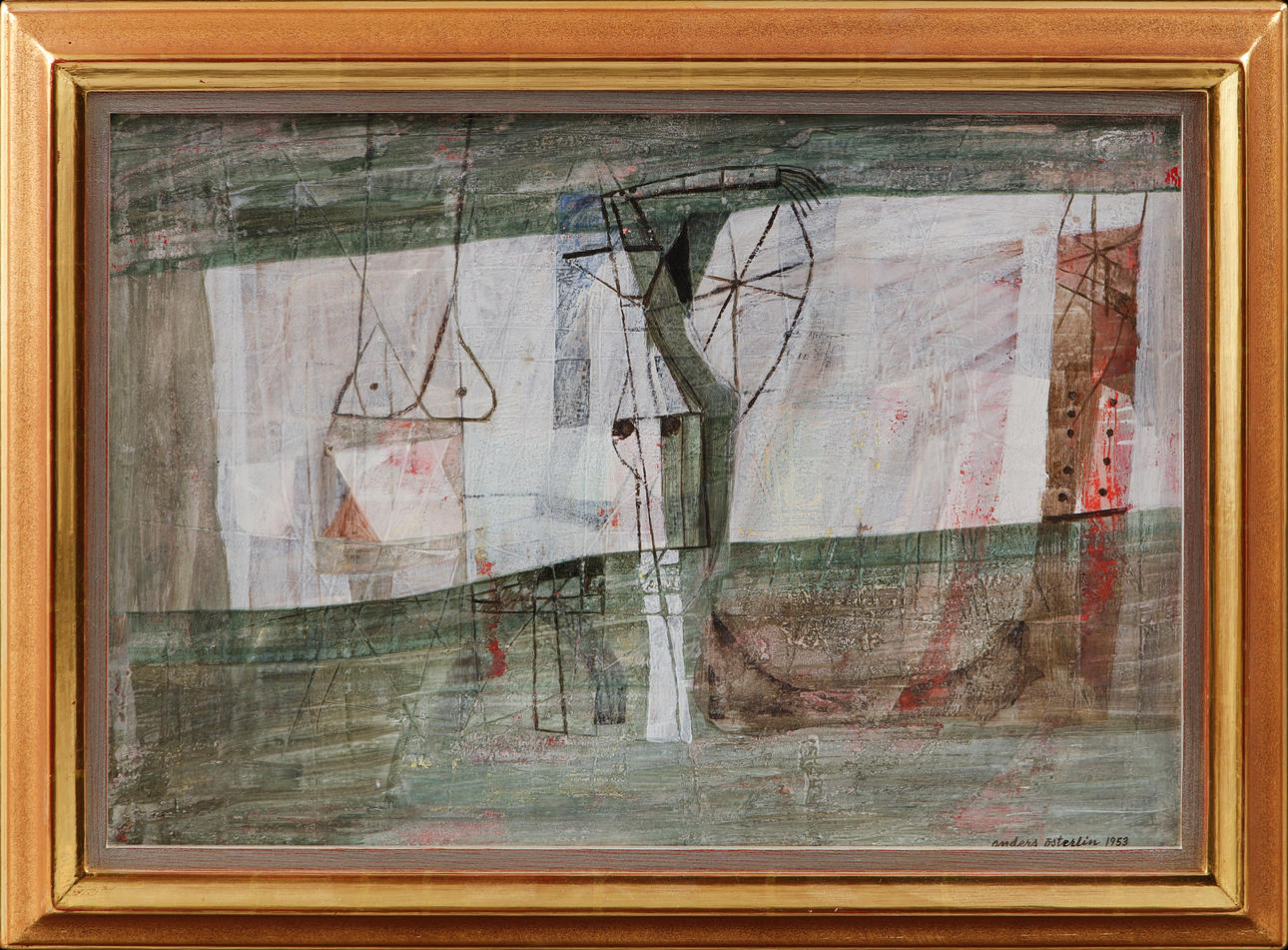 ANDERS ÖSTERLIN. Composition, oil on panel, signed and dated 1953.