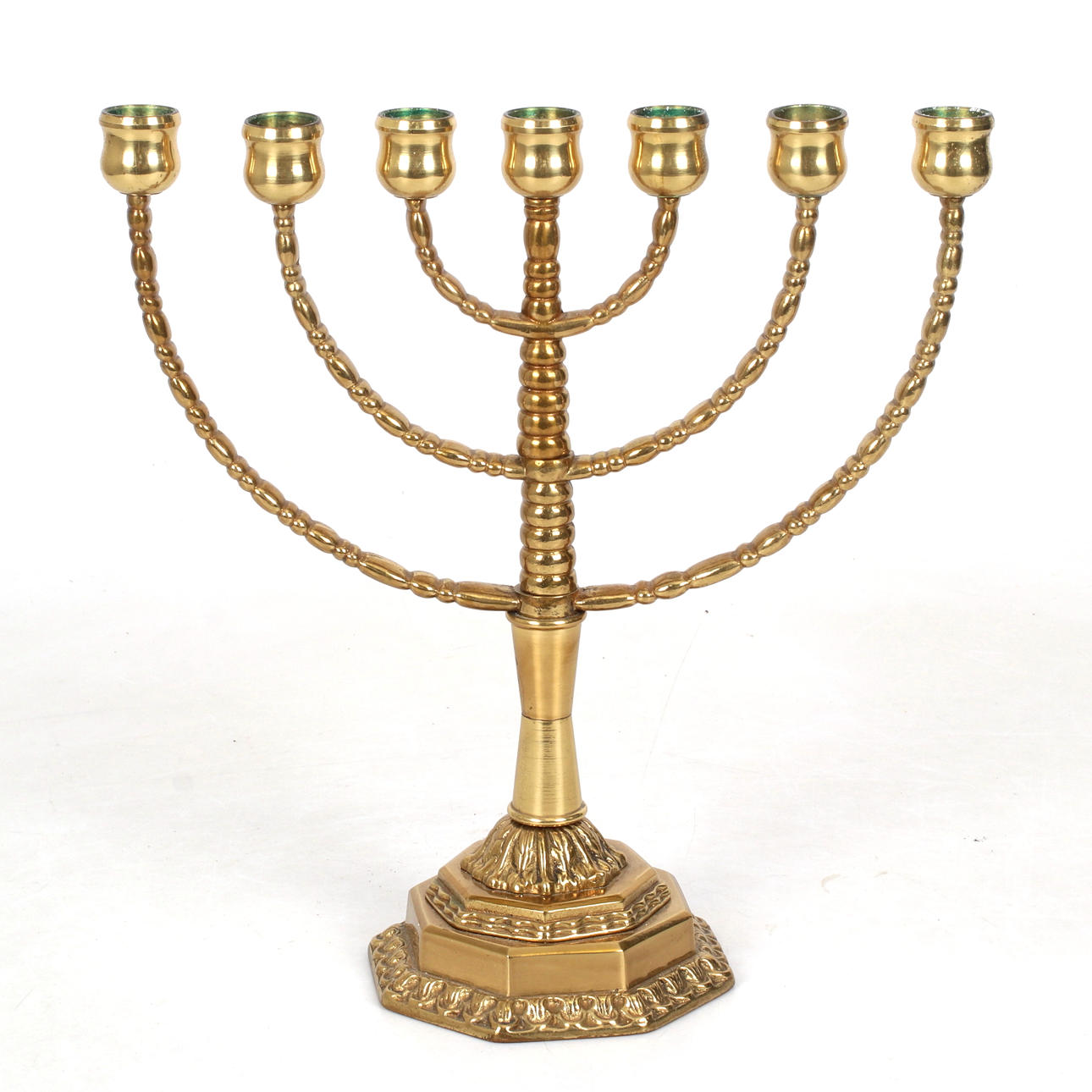 A brass candelaber/menora, 20th century.
