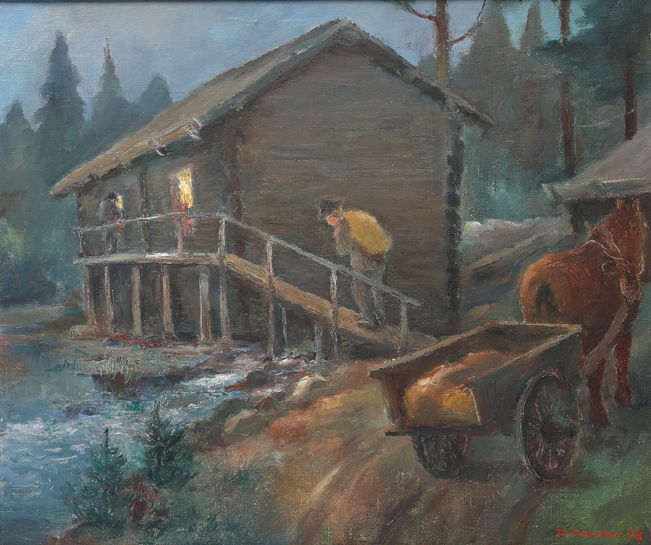 DAVID PARSÈN. Oil on canvas, signed, dated 58.