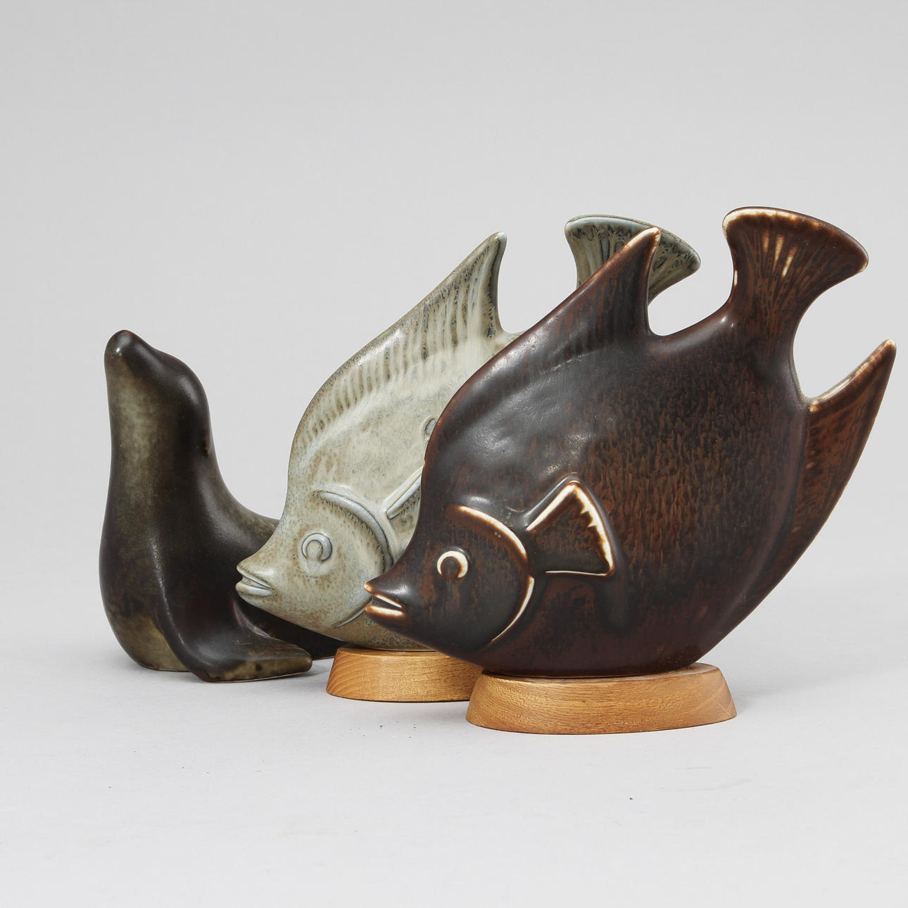 FIGURINER, 3 st, stengods, Gunnar Nylund, Rörstrand.