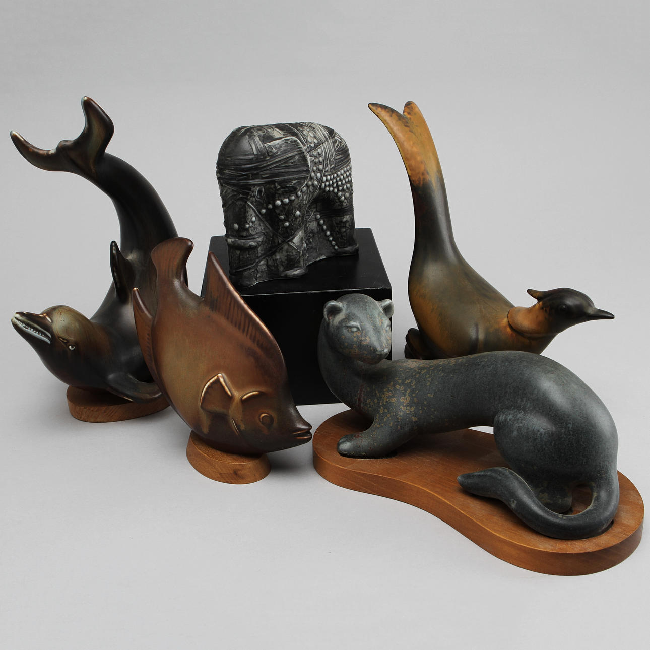 FIGURINER, 5 st, stengods, Gunnar Nylund och Bertil Vallien, Rörstrand.