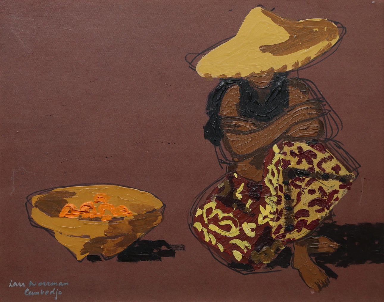 LARS NORRMAN. oil on panel, “Cambodia” signed.