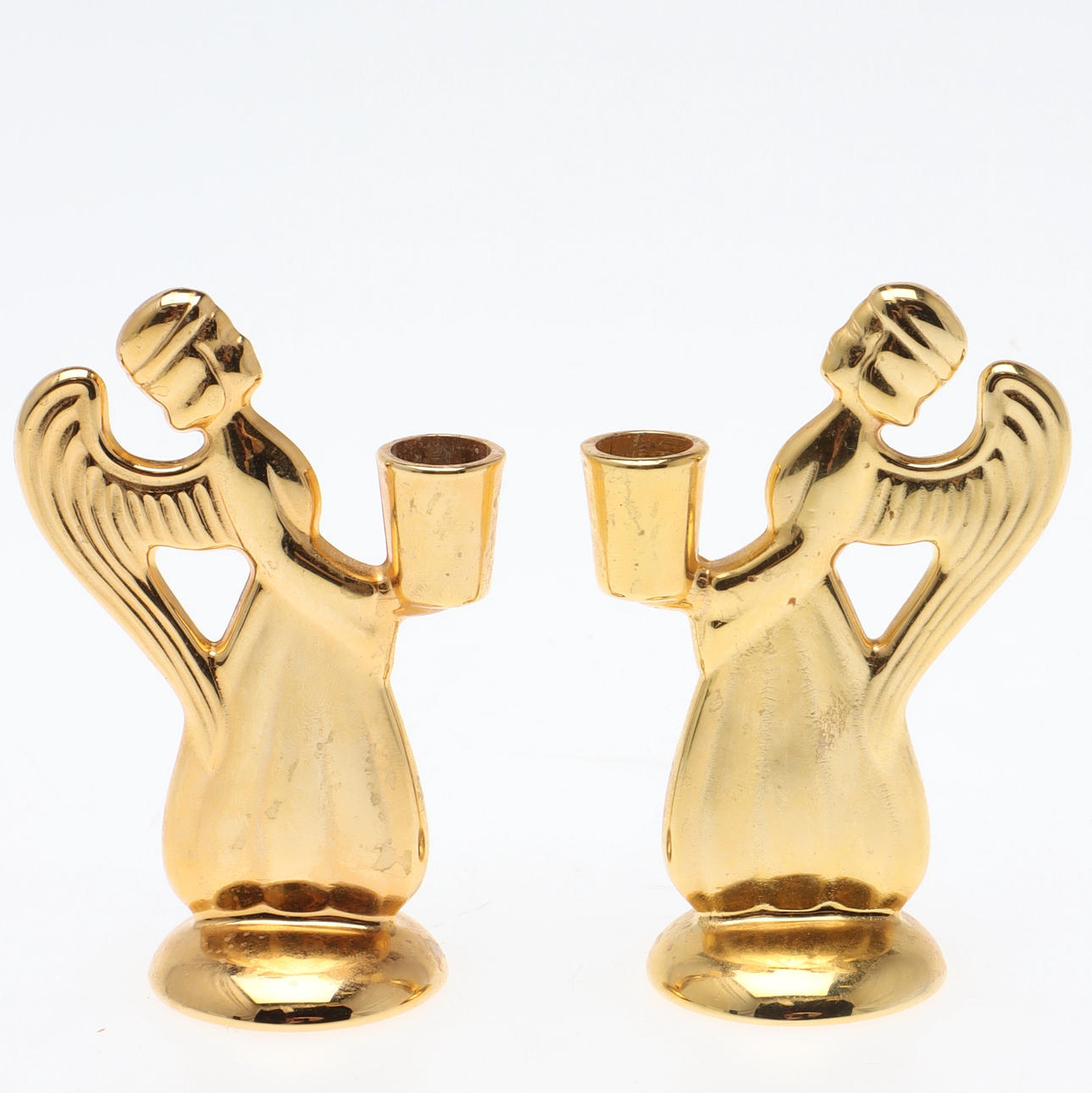 CARL-EINAR BORGSTRÖM. Candlesticks, a pair, angels, brass, Skultuna.