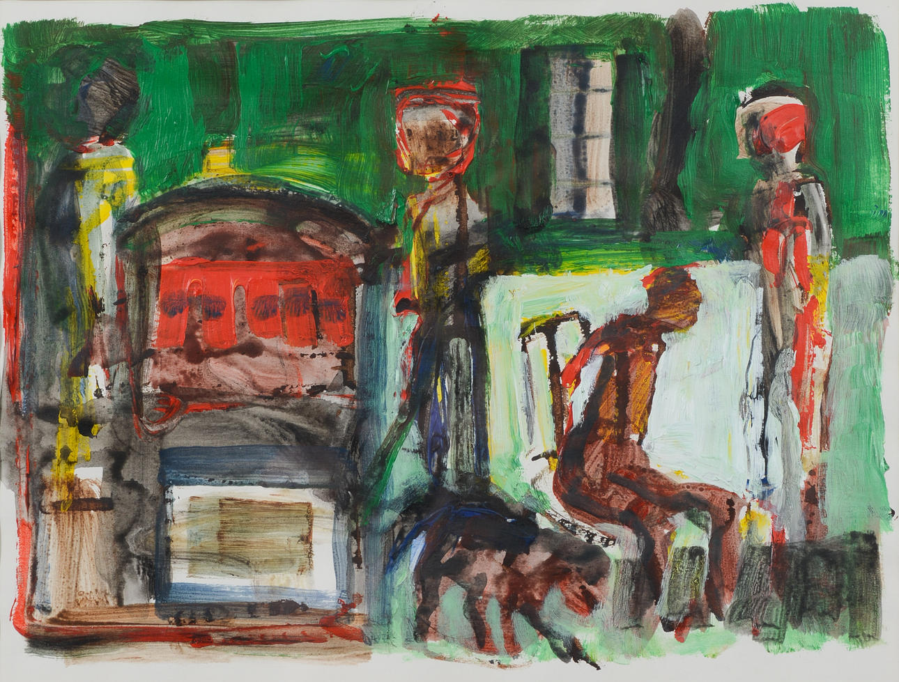 STIG GHYLFE. “The quiet room”, gouache, signed on the back.