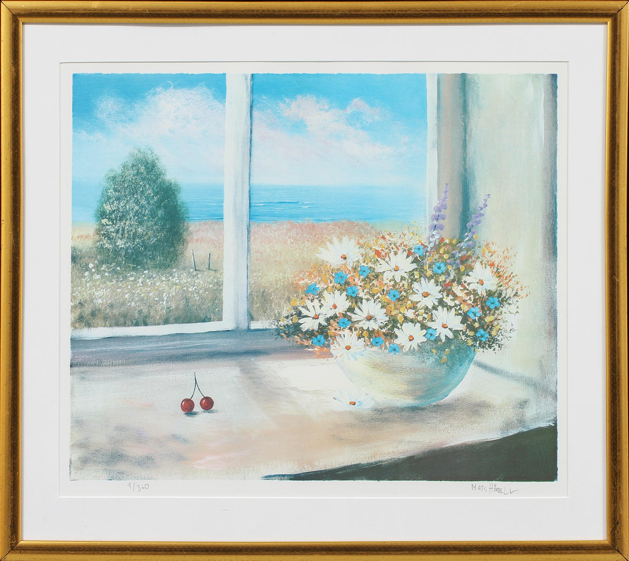 MATS HÅDELL. Blommor på fönsterbrädan. Färgserigrafi, signerad och numrerad 9/360.
