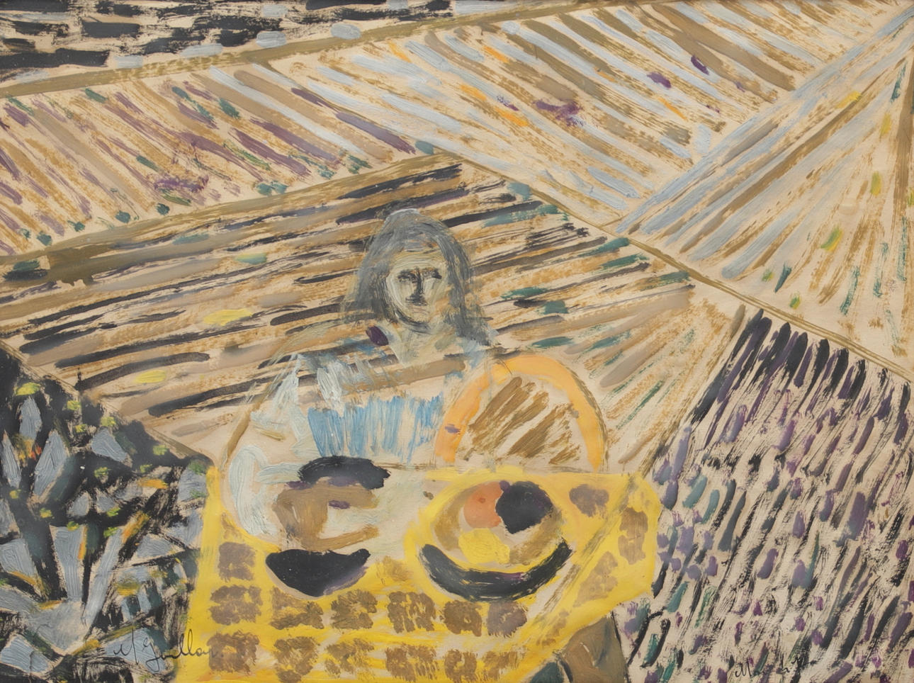 OIDENTIFIERAD KONSTNÄR. Figure composition, watercolor, signed.