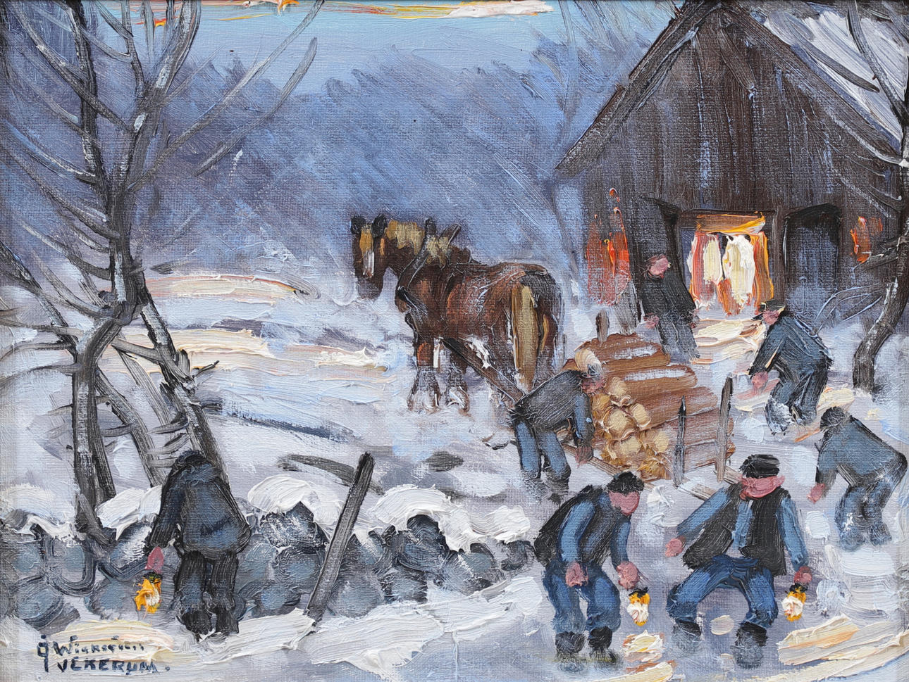 ÅKE WICKSTRÖM. Worker, oil on canvas, signed.