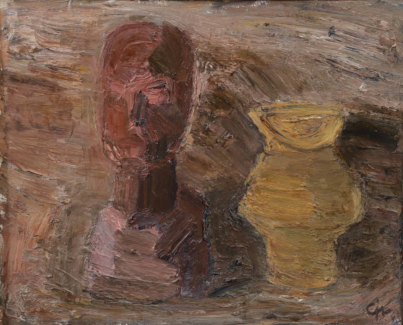 CALLE JOHANSSON. Figure composition, oil on panel, signed.