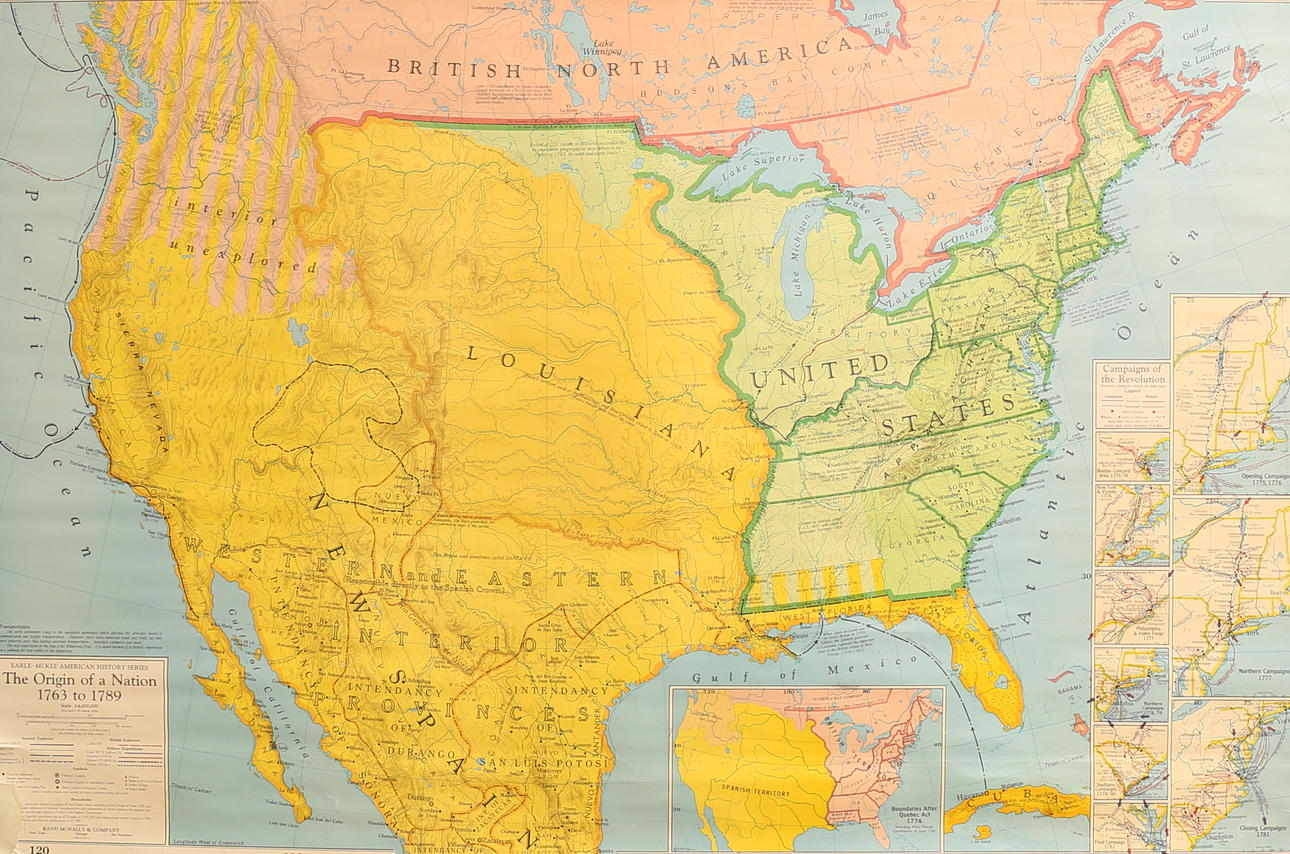 SKOLEKORT, amerikansk historie 1763 - 1789.