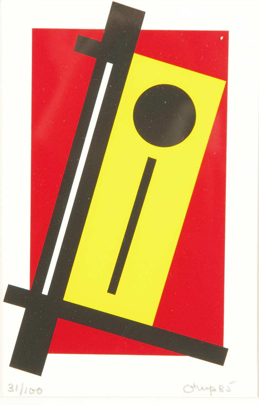 BENGT ORUP. Komposition, färglitografi, signerad Orup -85.