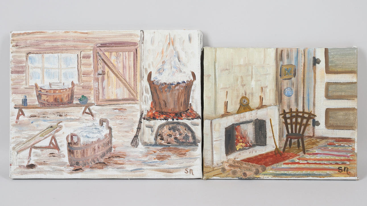 SONJA NILSON. 2 Ölgemälde, signiert.