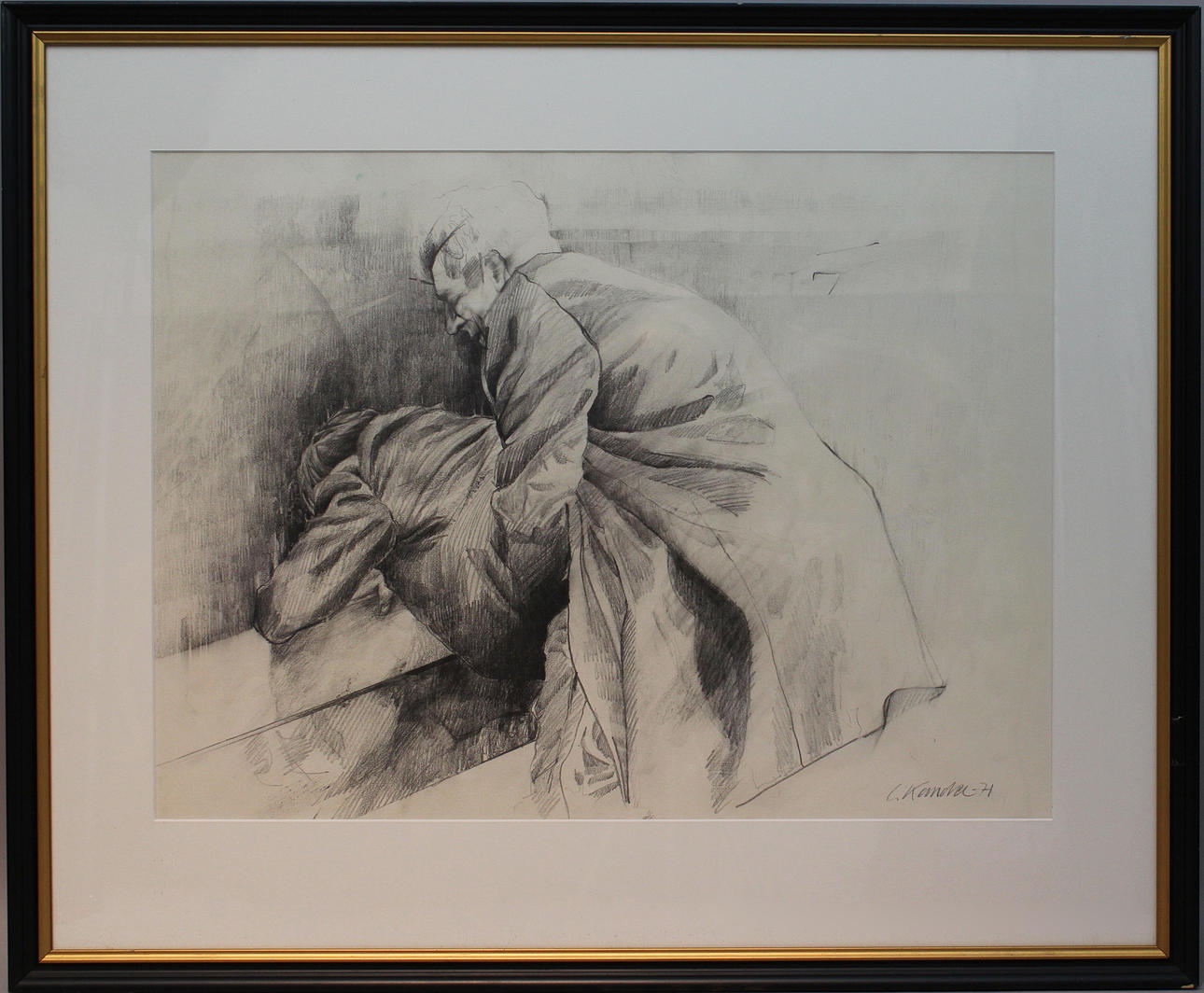 LEIF KANDER. Förälskelse. Teckning. Signerad L Kander och daterad -71.