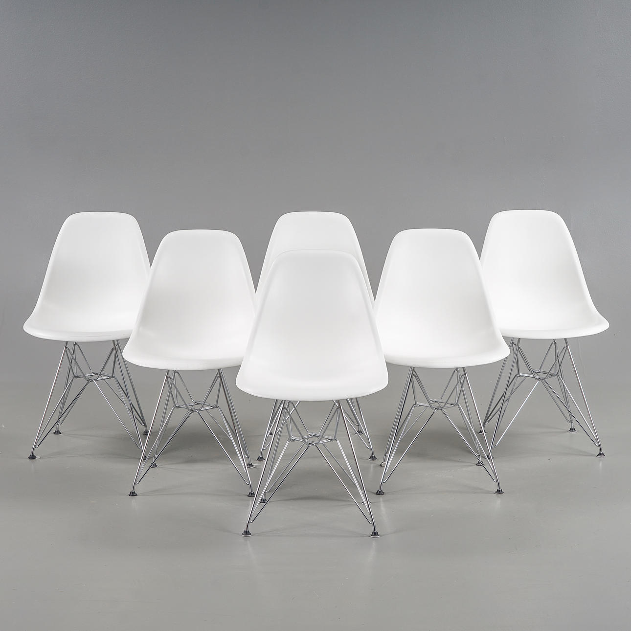 CHARLES & RAY EAMES. Chairs 6 pieces “Plastic Side Chair - DSR” Vitra, dated 2013.