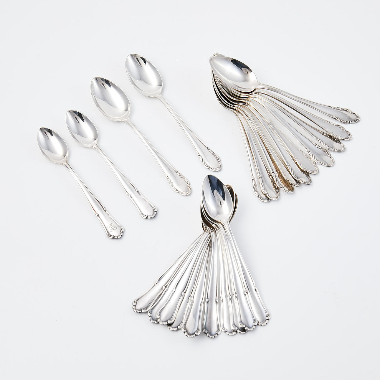 KAFFE- OCH TESKEDAR, 24 st, Silver, 1900-tal.