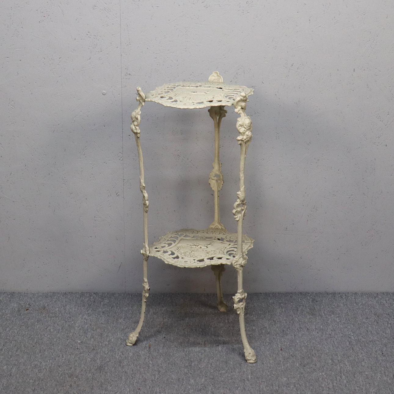 FLOWER TABLE, white painted metal.