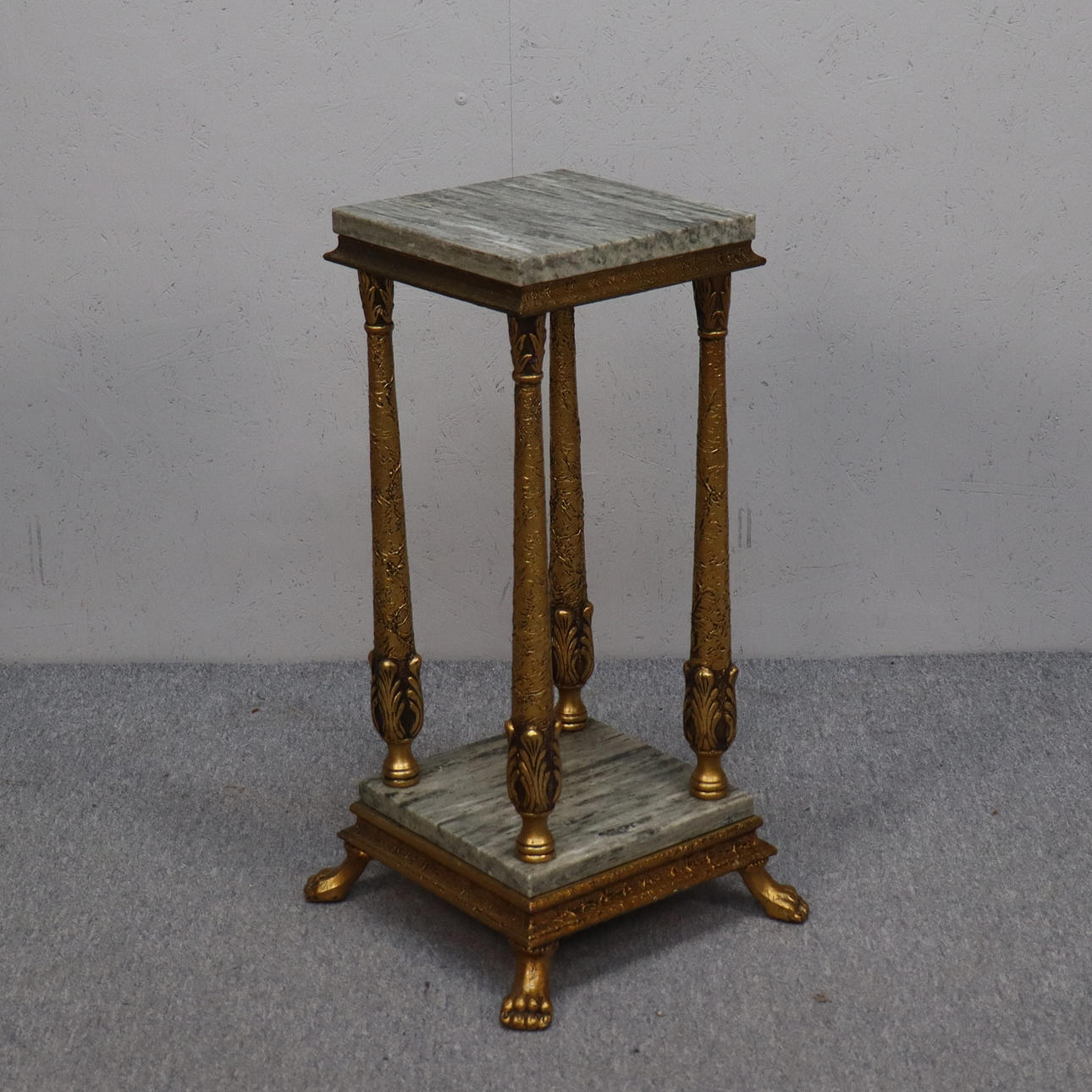 PEDESTAL, bronzed with marble tops.