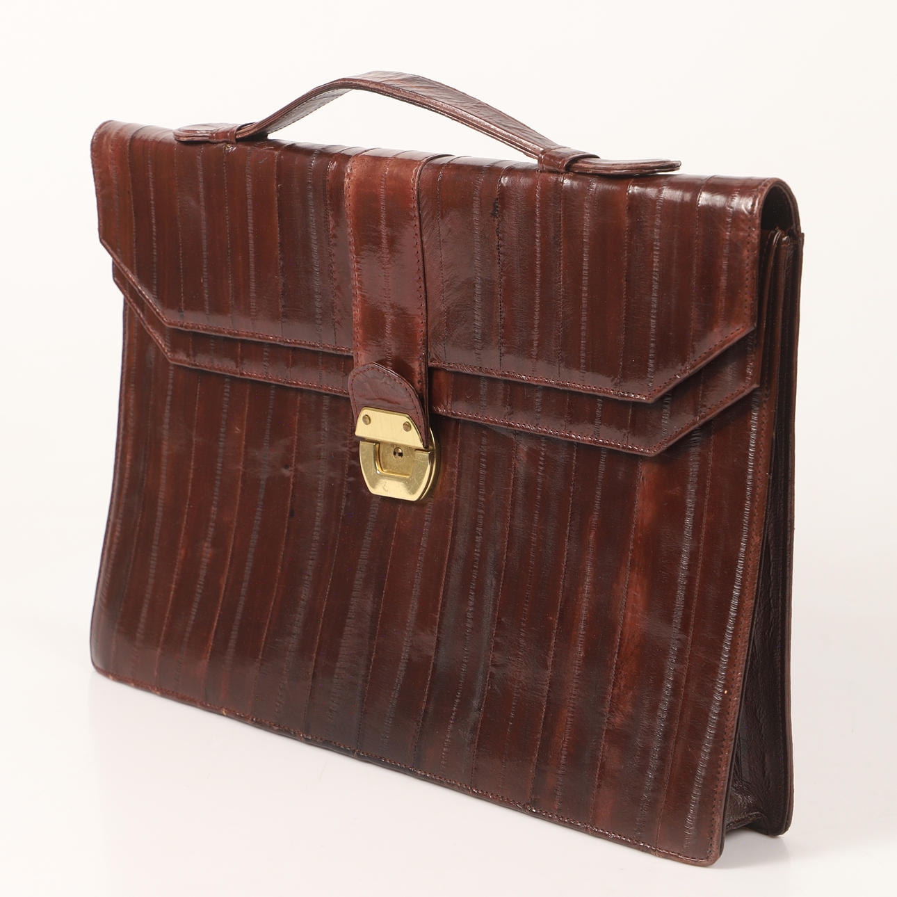 A brown eelskin briefcase, 20th century.