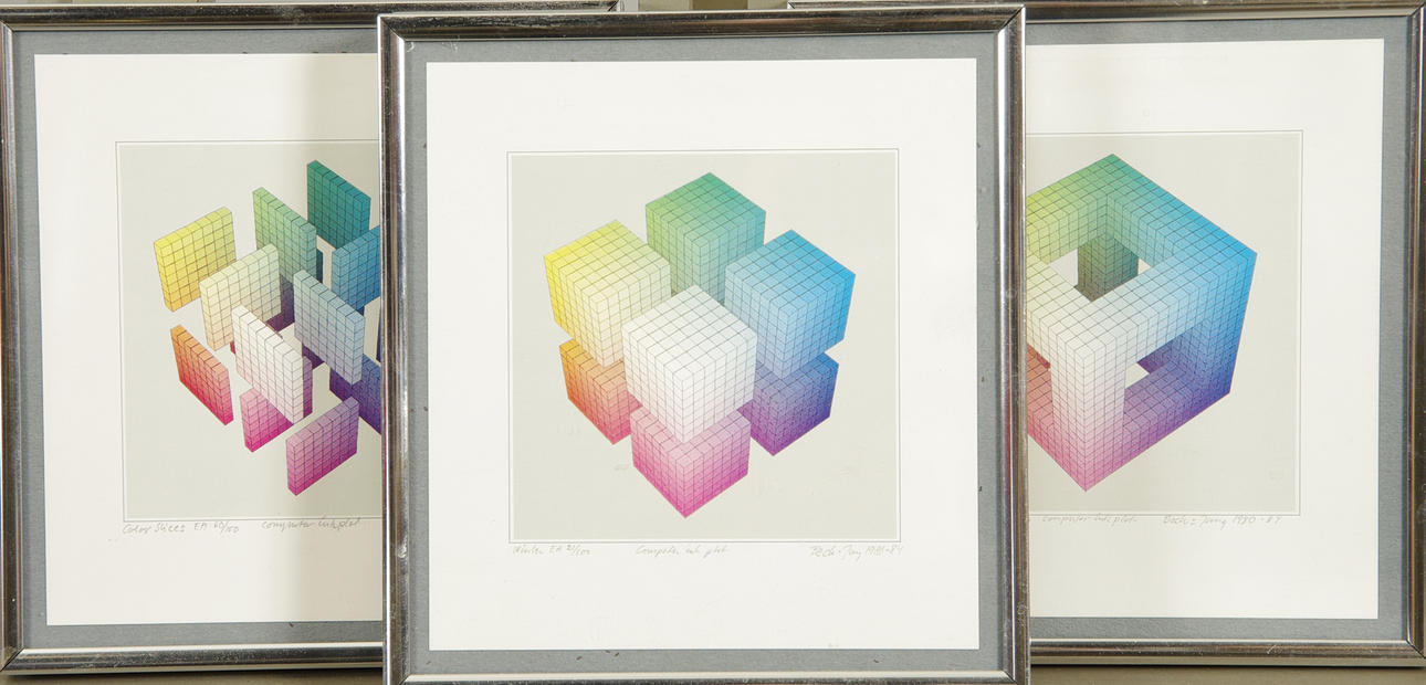 HOLGER BÄCKSTRÖM OCH BO LJUNGBERG. Figurkompositioner, computer ink plate, signerade Beck & Jung.