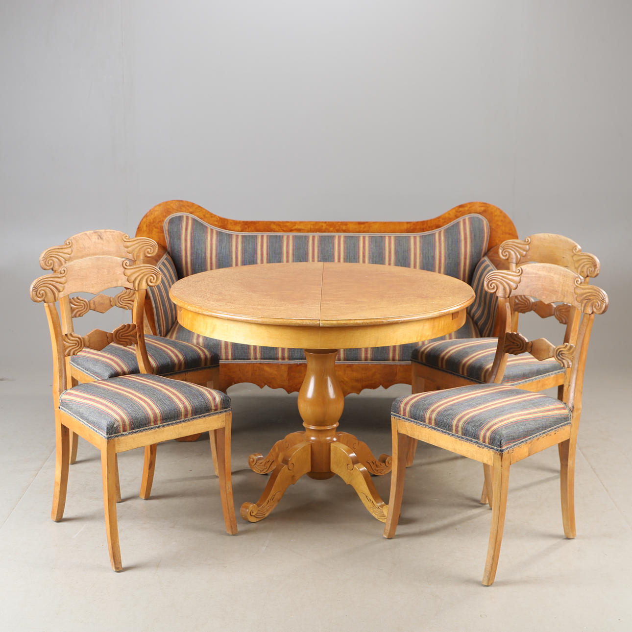 SEATING AREA, 6 pieces, birch, empiric style.