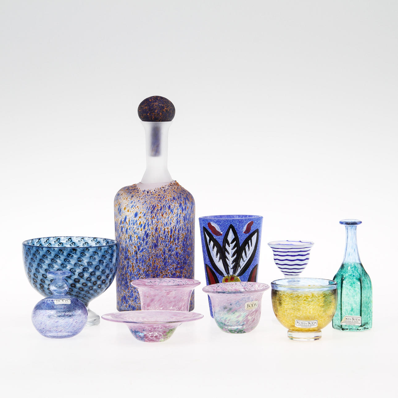 GLAS, 10 delar, 19/2000-tal, Kosta Boda mm.