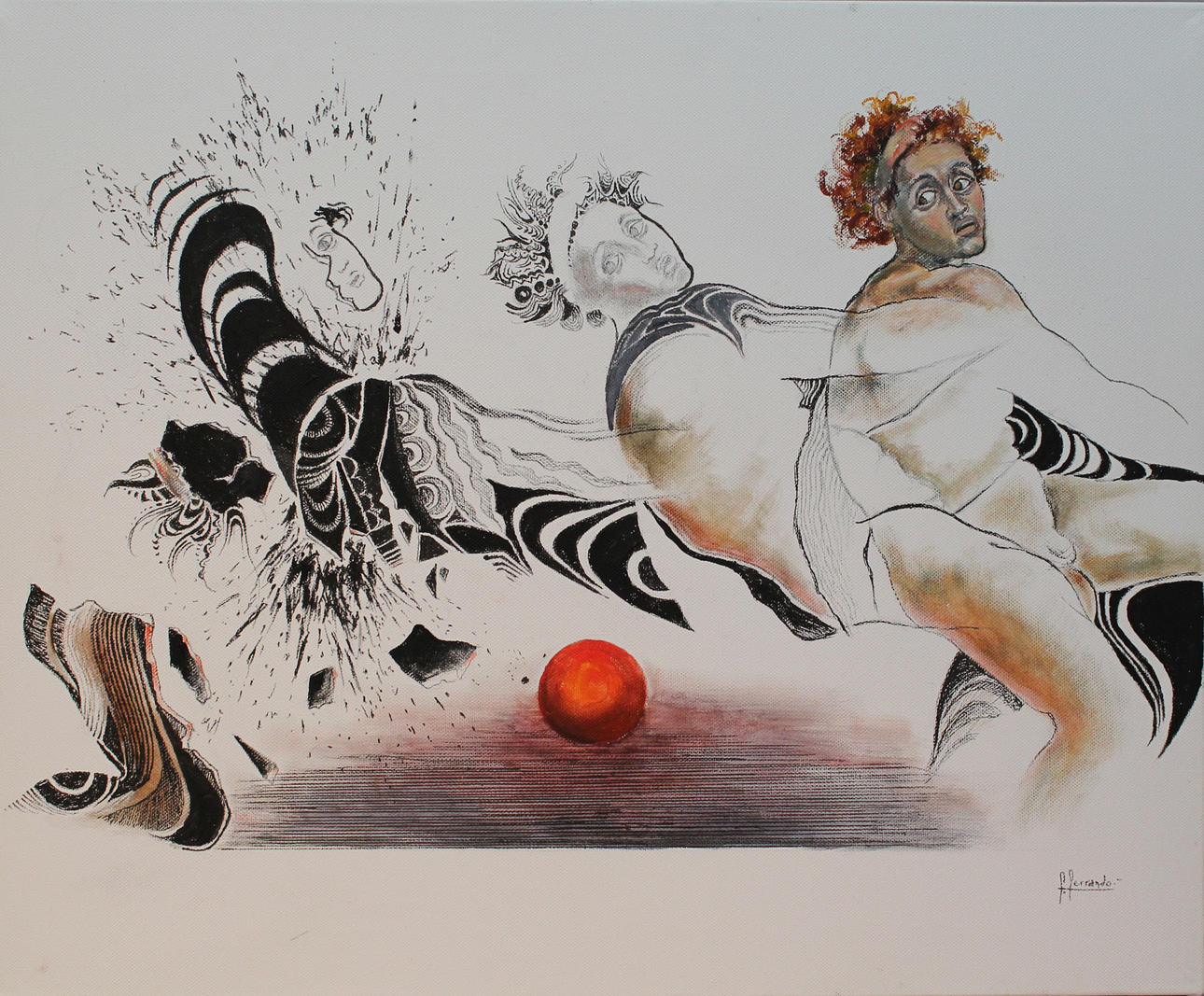 FEDERICO FERRANDO. Figurer i landskap. Akryl på duk. Signerad F Ferrando.