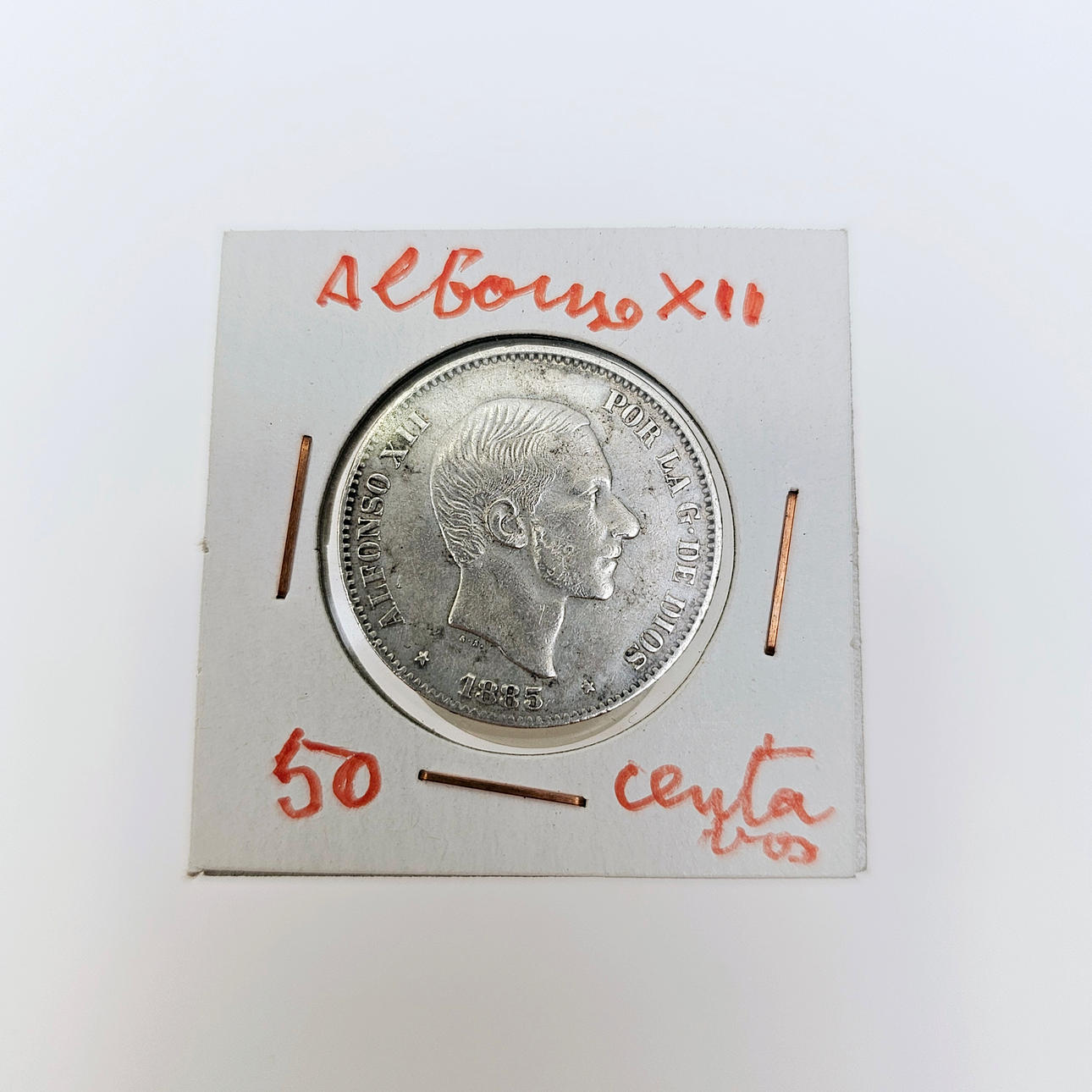 ALFONSO XII 50-CENT COIN. 1885. SILVER.