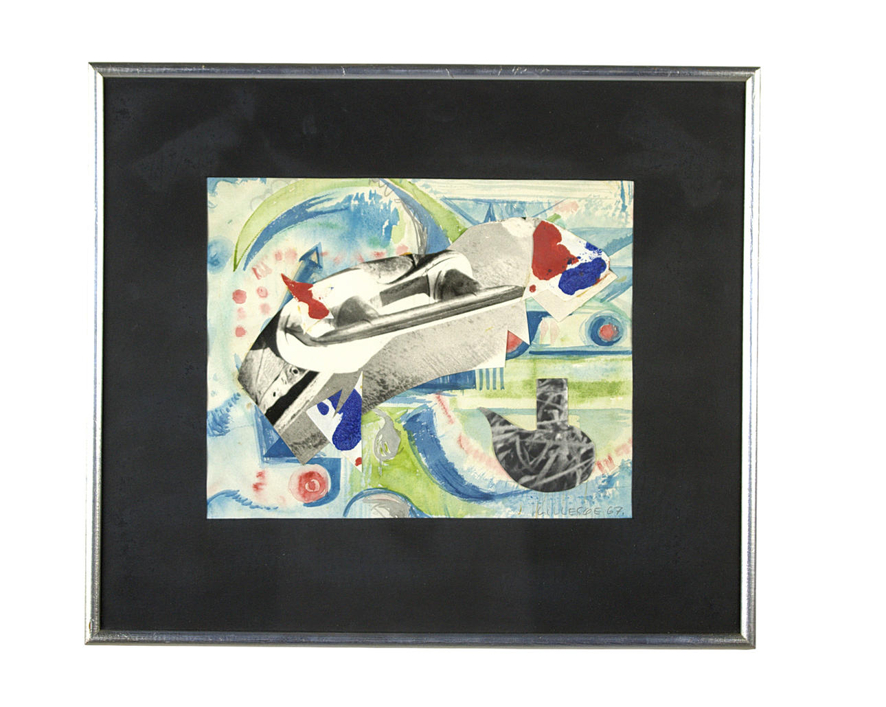 POUL LILLESÖE. Monotypi collage 2, signed, -67.