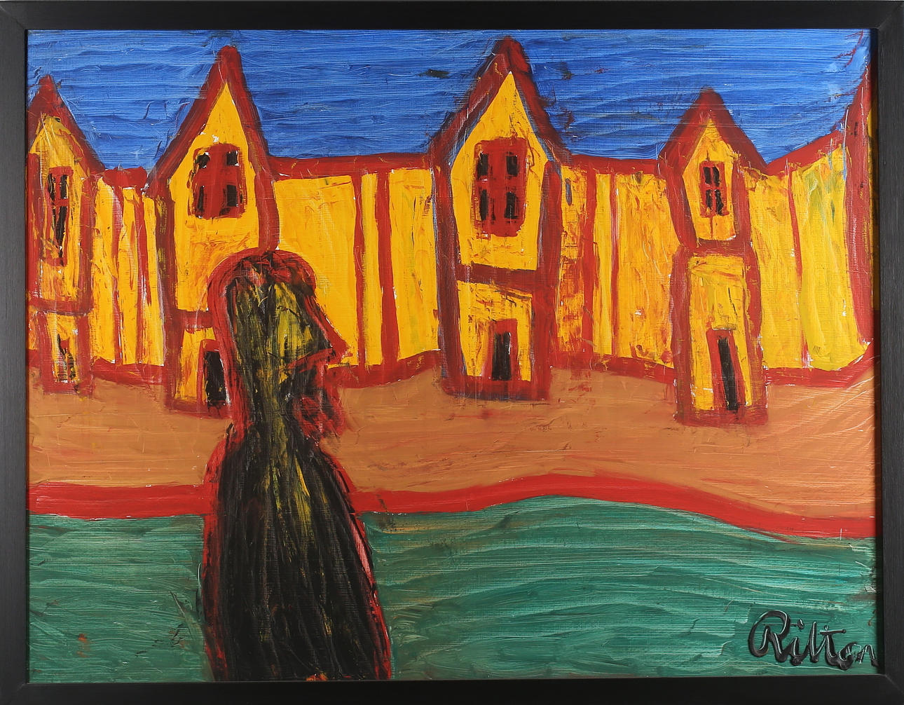 RALPH RILTON. "Himmelriket är nära", olja på pannå, signerad.