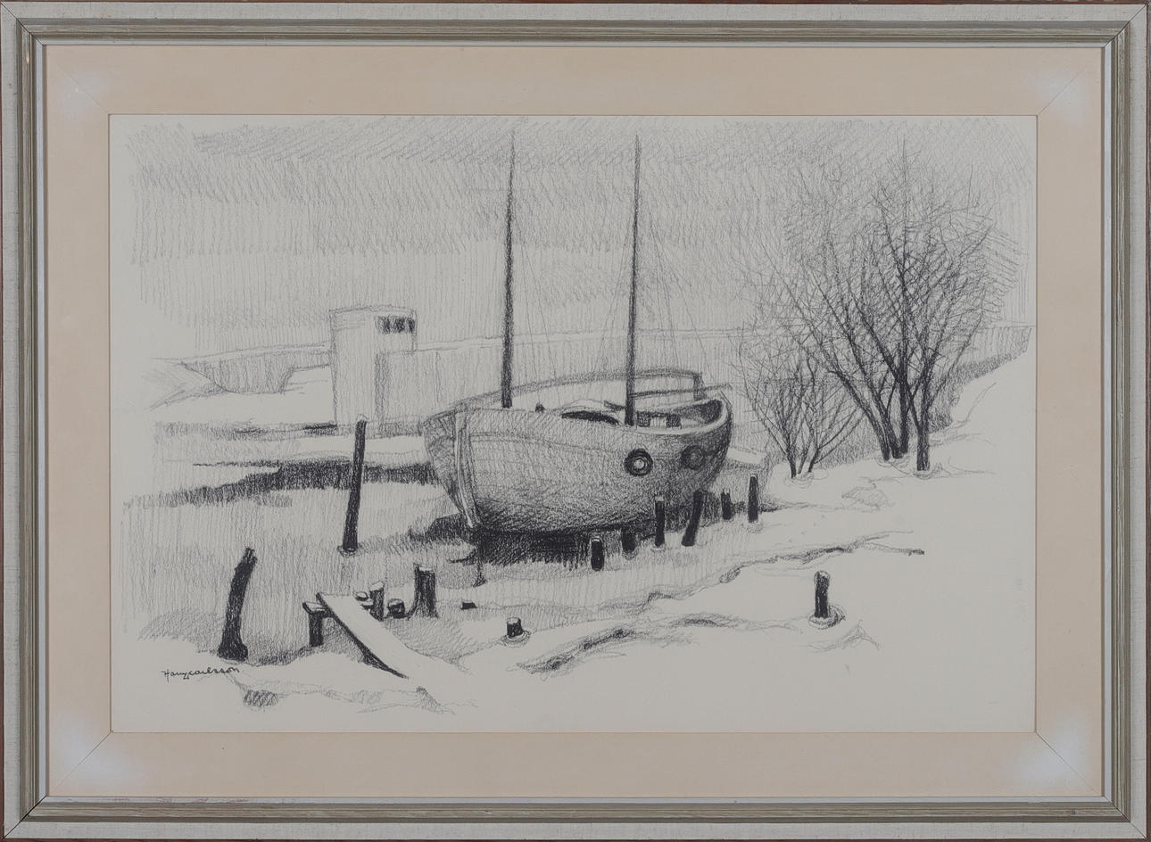 HARRY CARLSSON. chalk, signed.