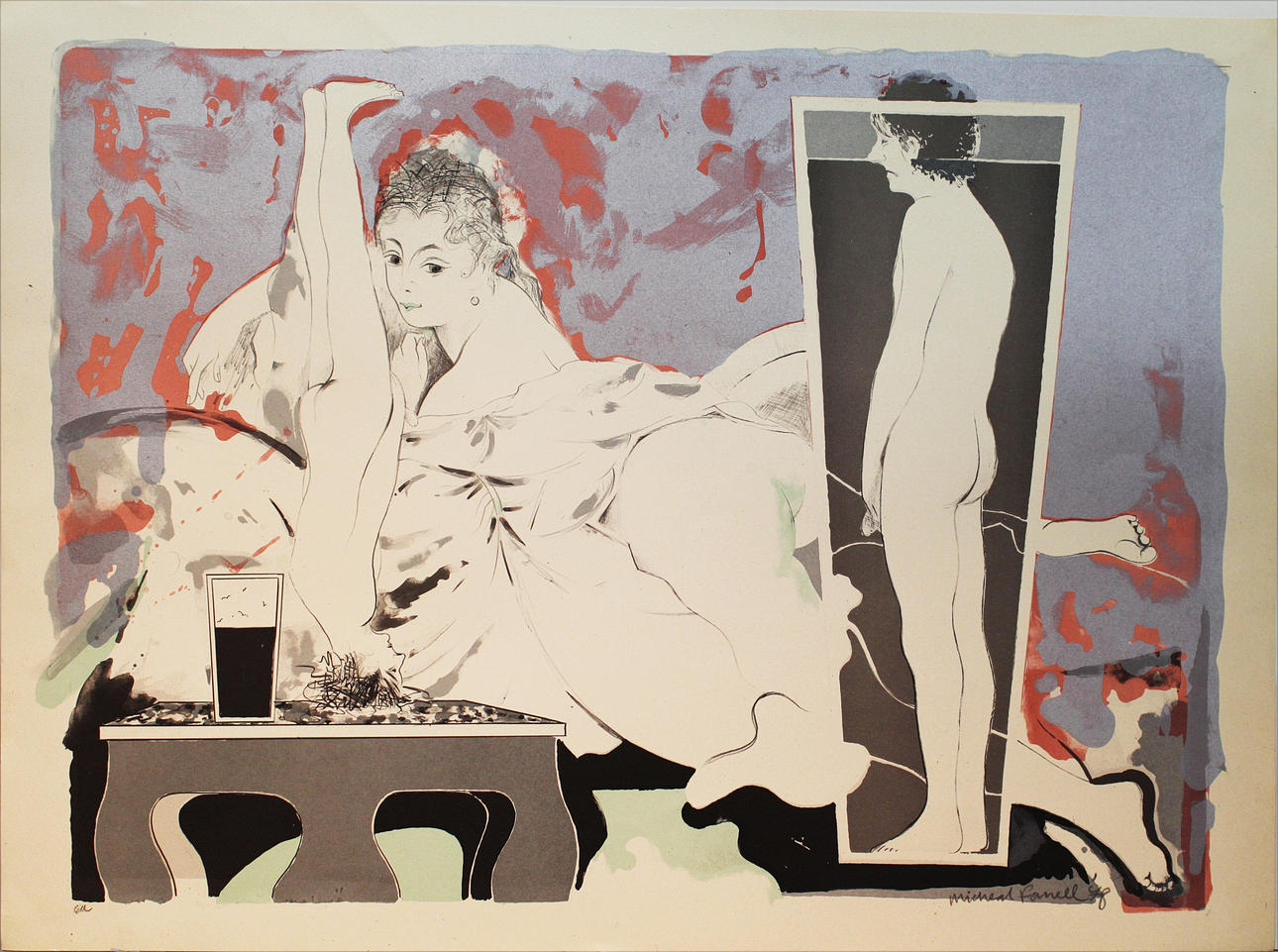 MICHEAL FARREL. Modeller. Frglitografi. Signerad och daterad -78, E/A.