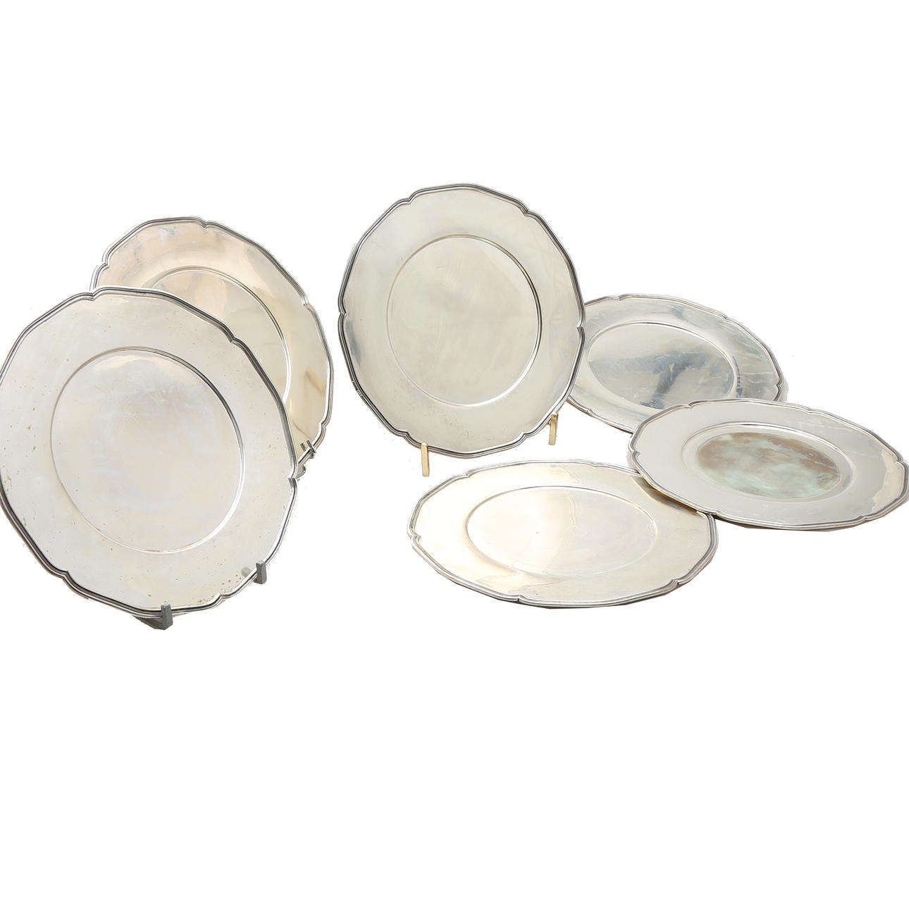 Six Bagués silver underplates, 20th century.