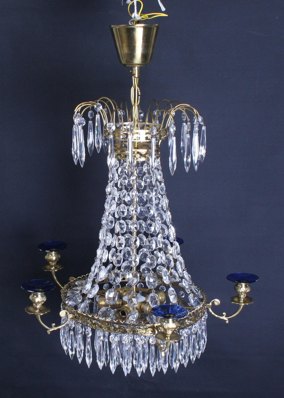 KRISTALLKRONA, 6 ljuspunkter, 1950/60-tal.