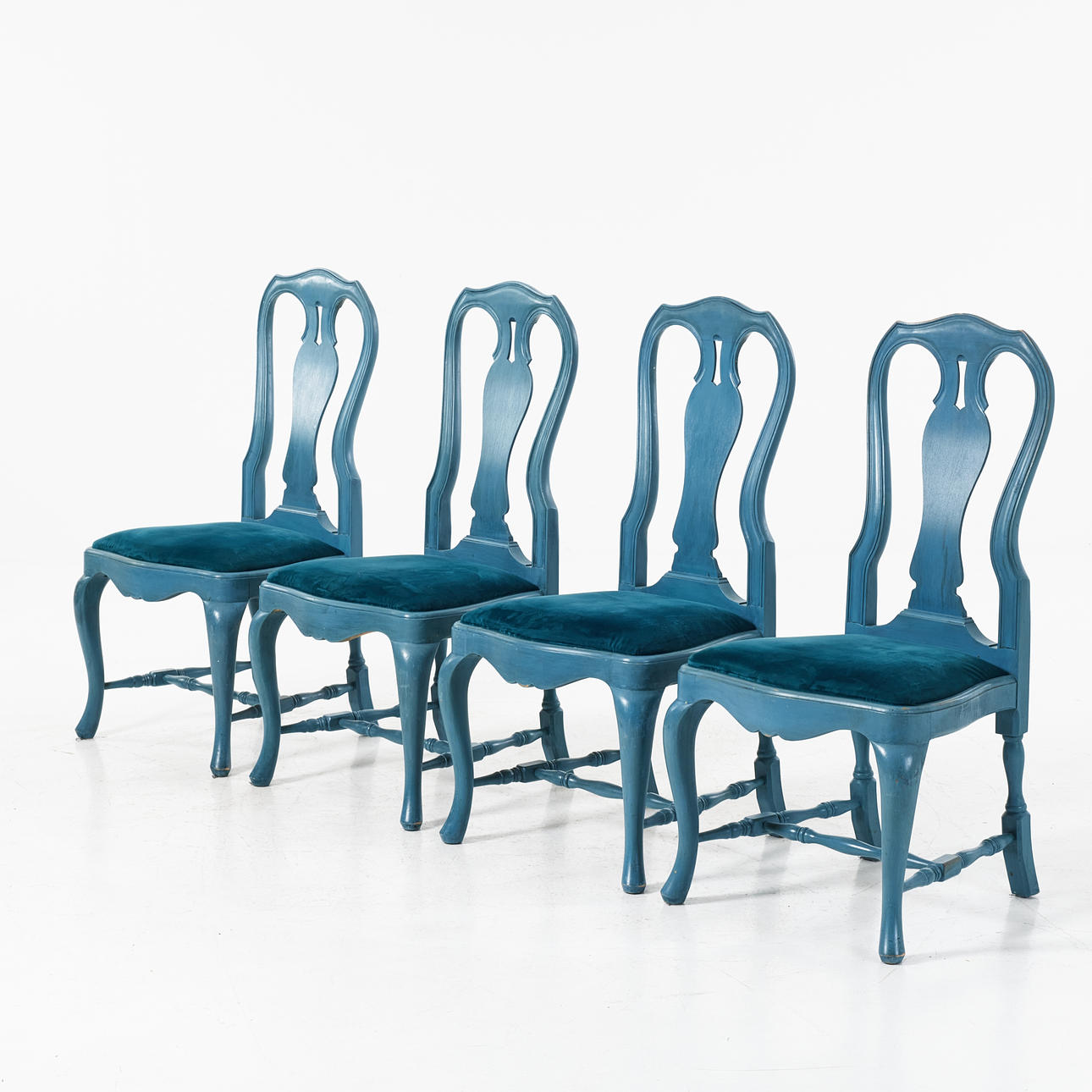 A set of four chairs, second half of the 20th century, Rococo style.