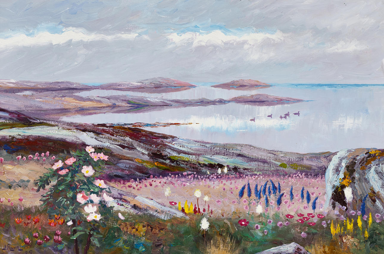 JOHANNES RAVN (1922-1991), Archipelago idyll with waterfowl, signed and dated J Ravn 89, oil on canvas.