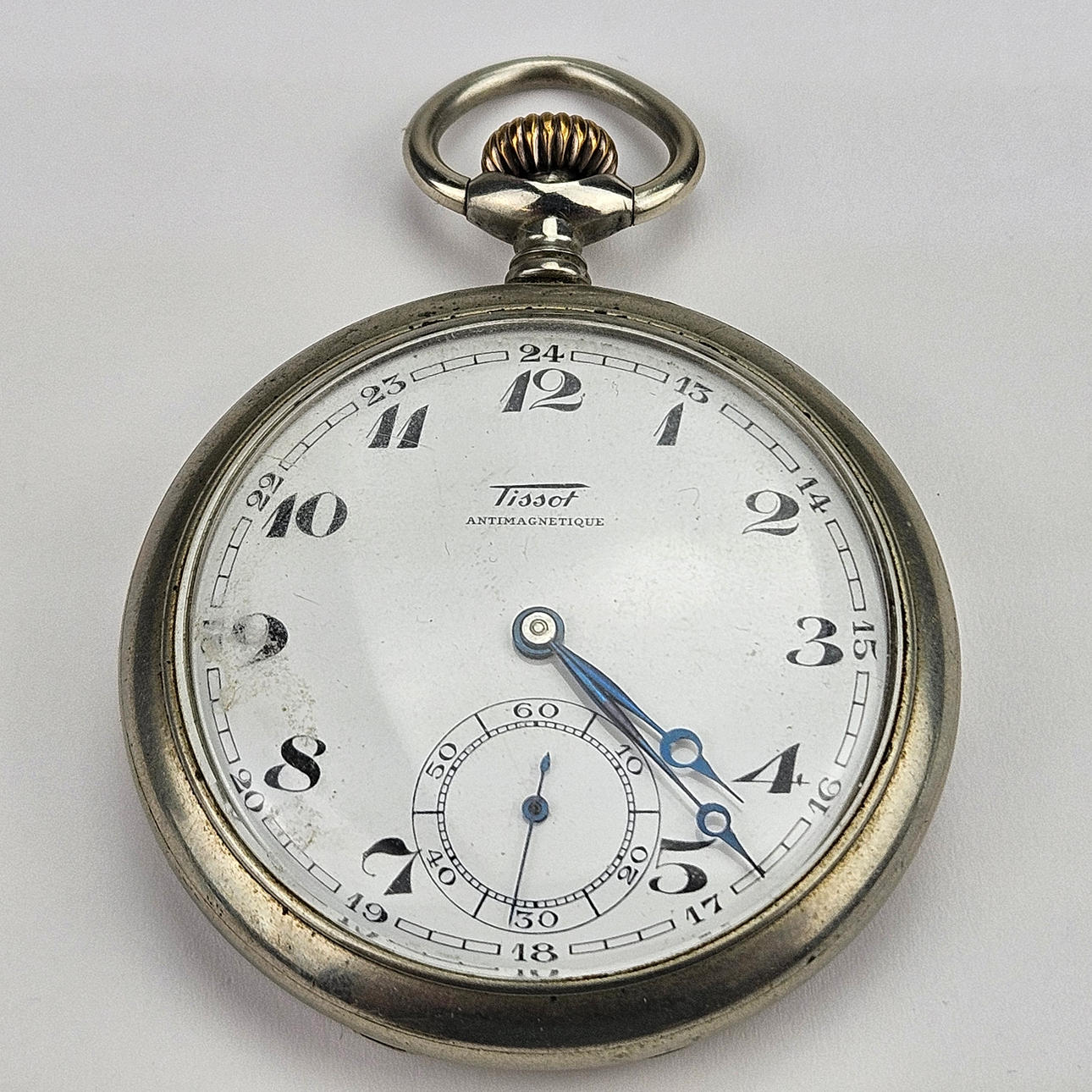 Eine Taschenuhr, Weißmetall, Tissot.