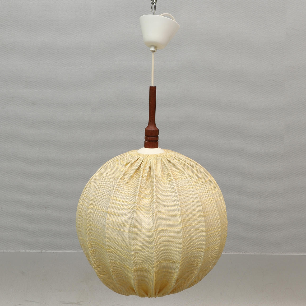 A teak/textile ceiling lamp, 1960s.