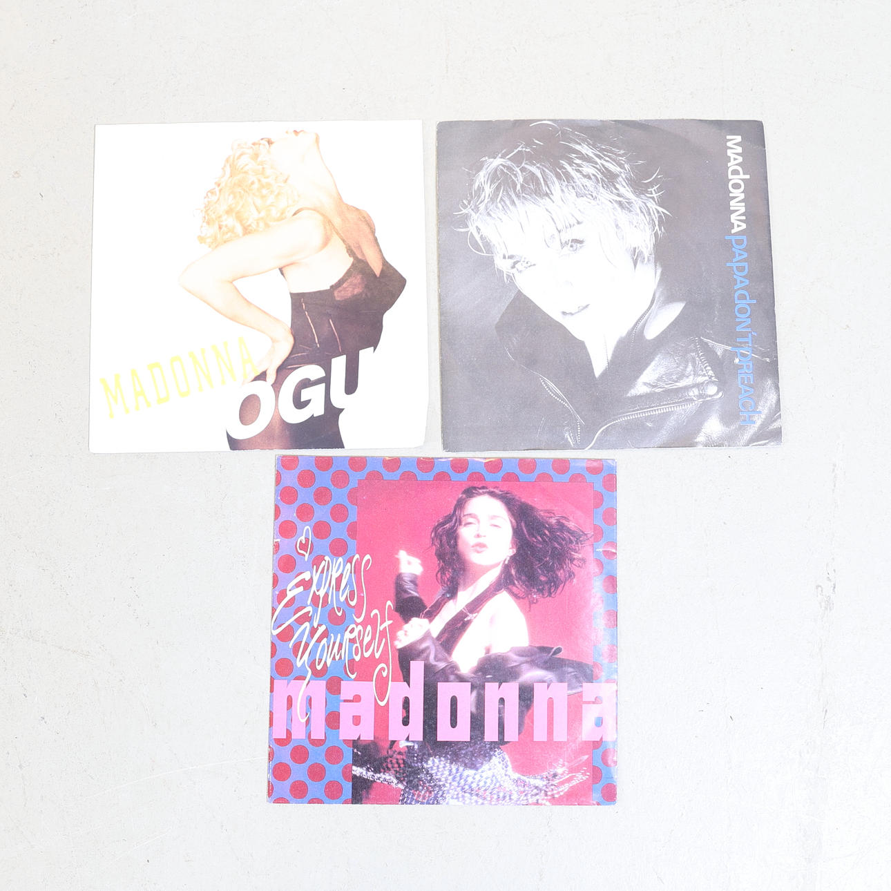 SINGLES, 3 piezas, vinilo, Madonna.