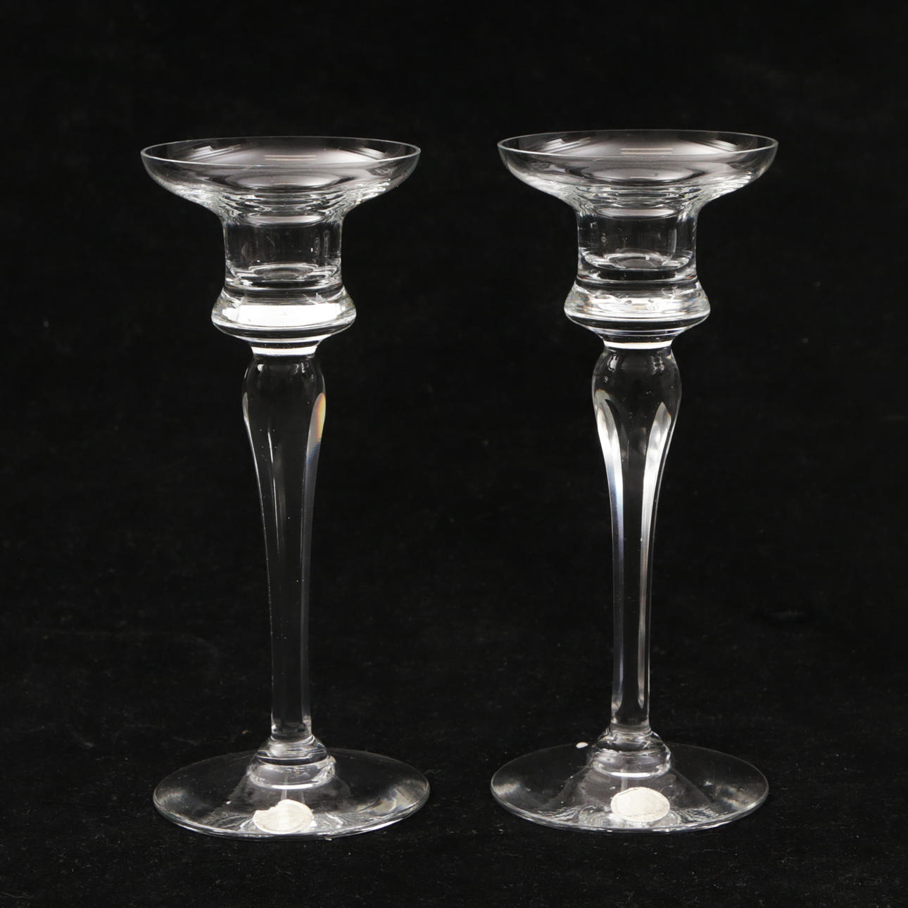 CANDLESTICKS, 1 pair, glass, Handellager Kosta.