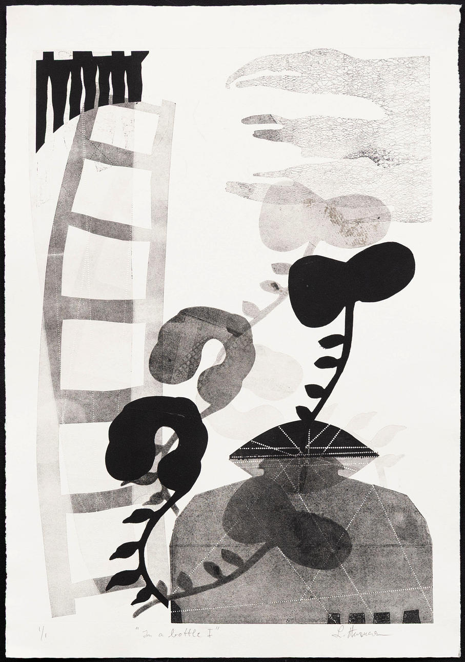 LENA ANSNER. “I am a bottle I”, lithograph, monotype, signed.