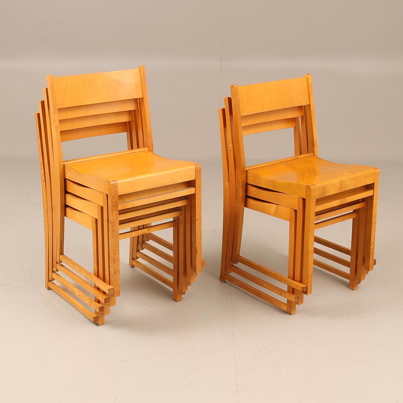 SVEN  MARKELIUS. Stolar 7 stycken, "orkesterstolen", 1900-tal.