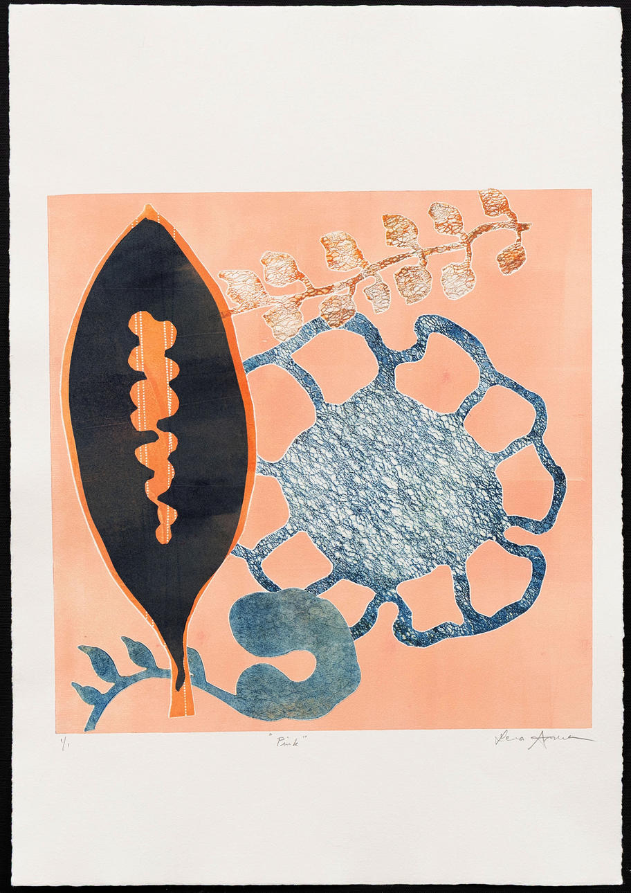 LENA ANSNER. “Pink”, lithograph, monotype, signed.